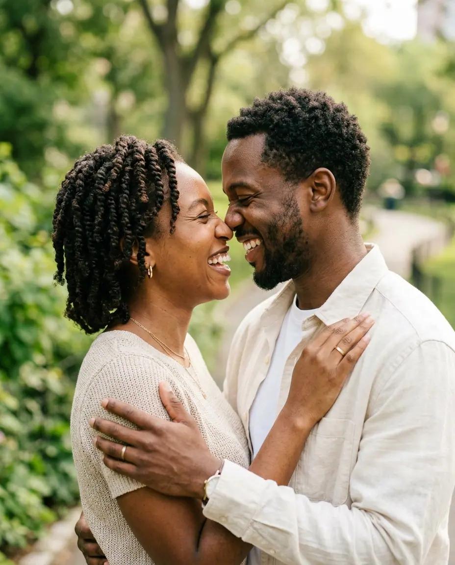 The Almost-Kiss Laugh — Couple Photo Poses