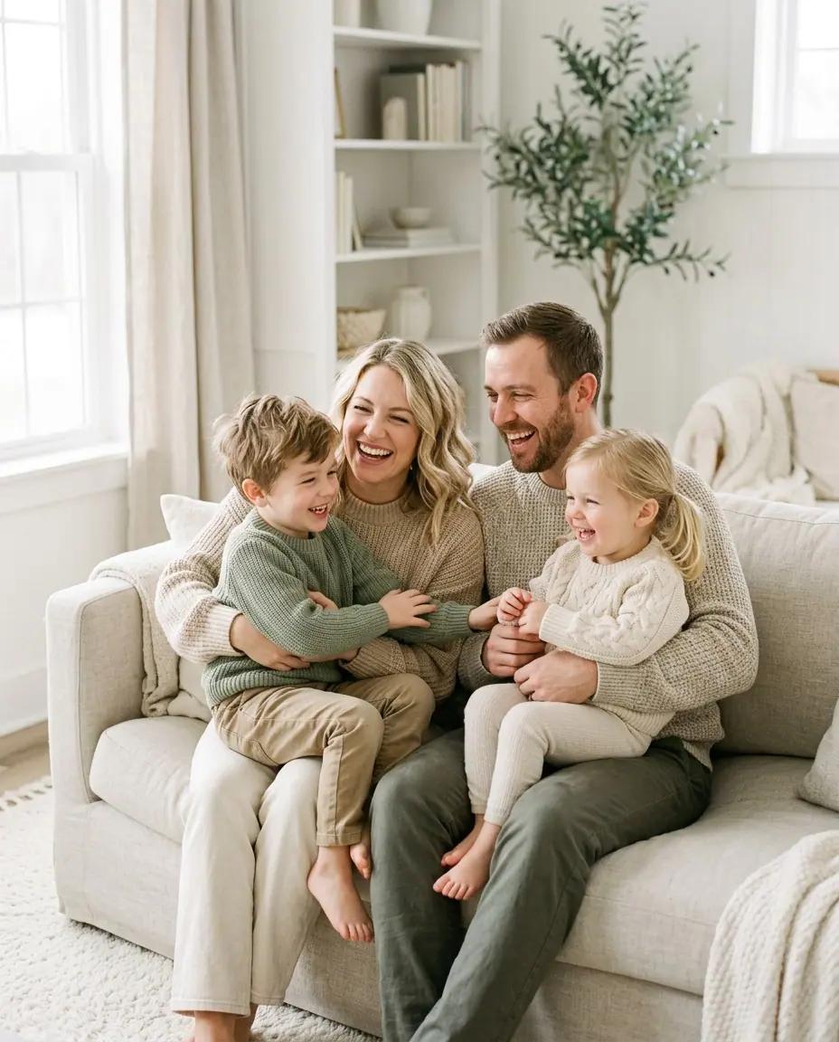 The Couch Cuddle Pile — Family Photo Poses