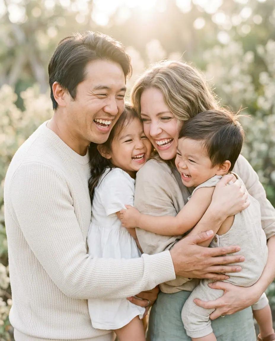 The Tight Huddle Hug — Family Photo Poses