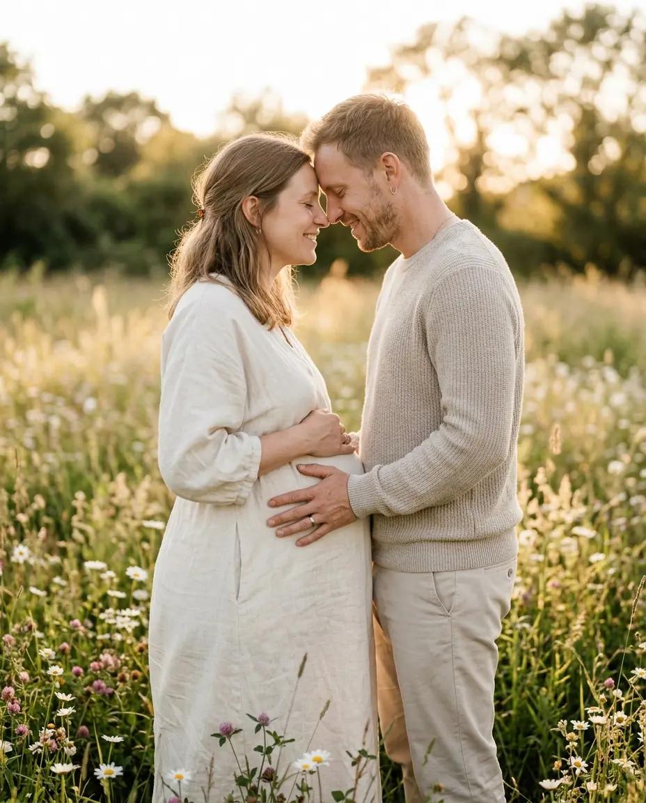 The Couple Forehead Rest — Maternity Photo Poses