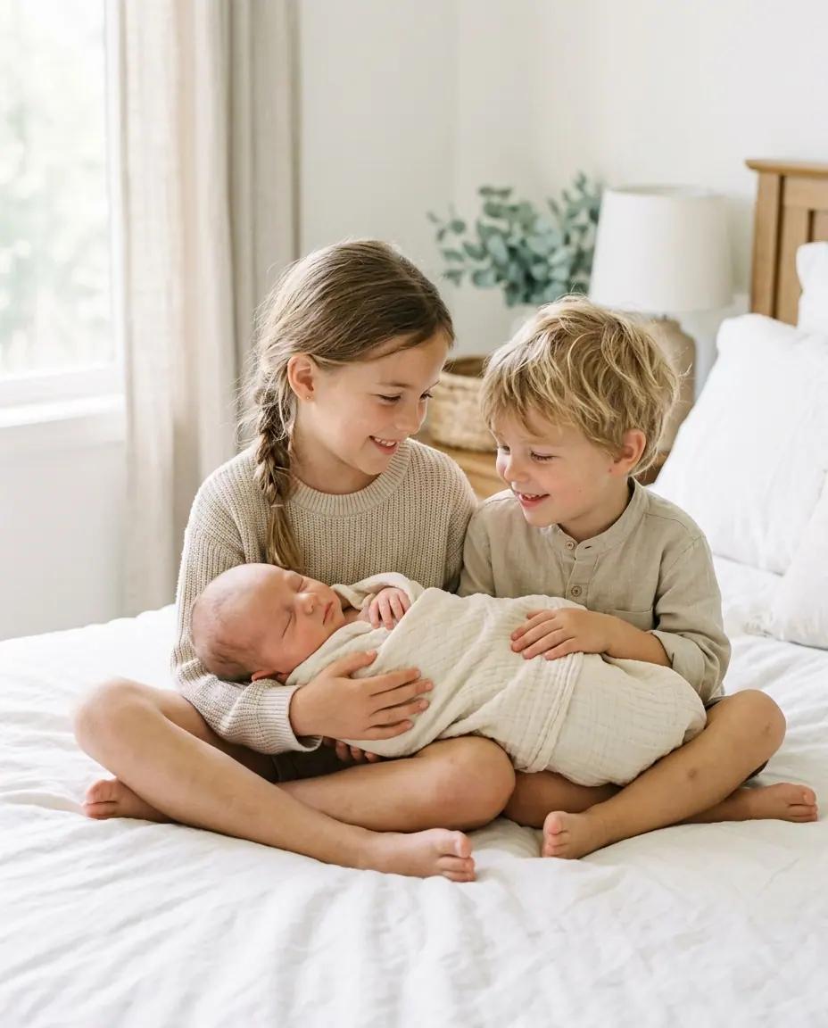 The Baby in the Middle — Sibling Photo Poses