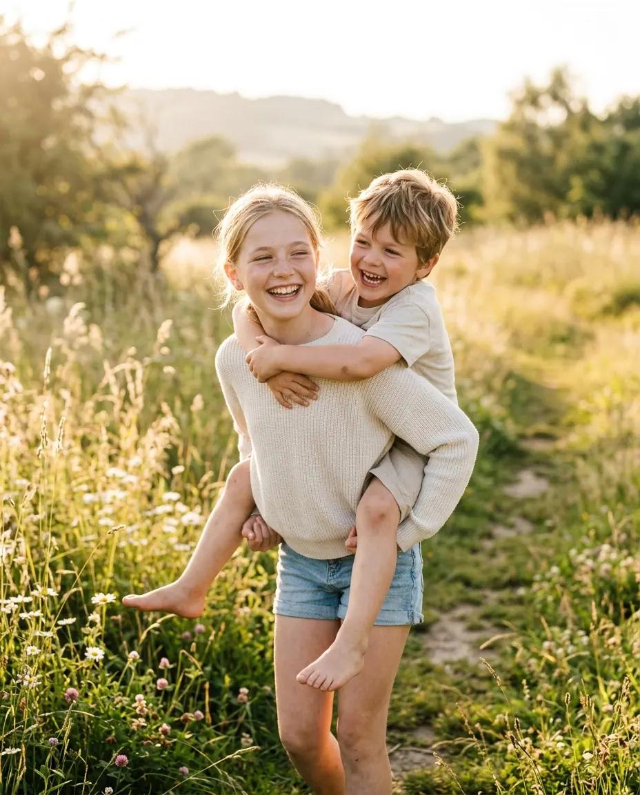 The Sibling Piggyback — Sibling Photo Poses
