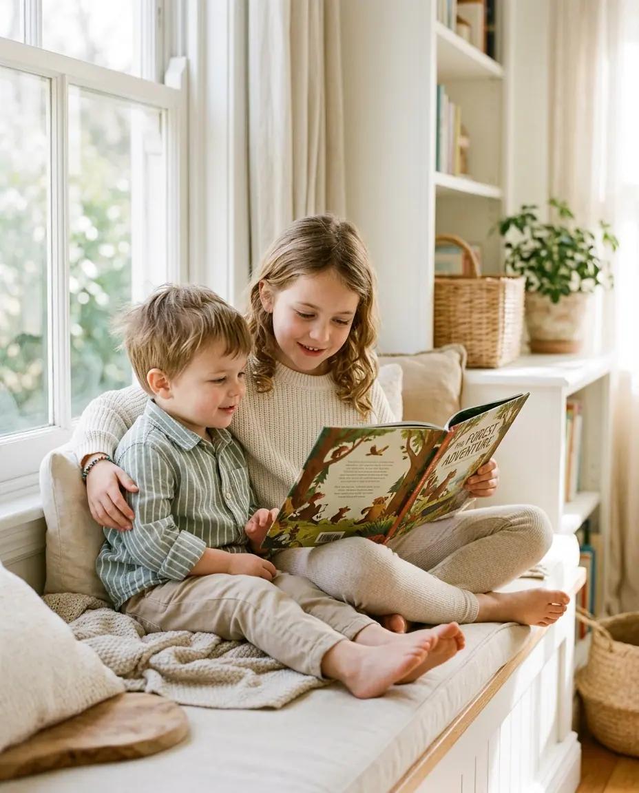 The Story Time — Sibling Photo Poses