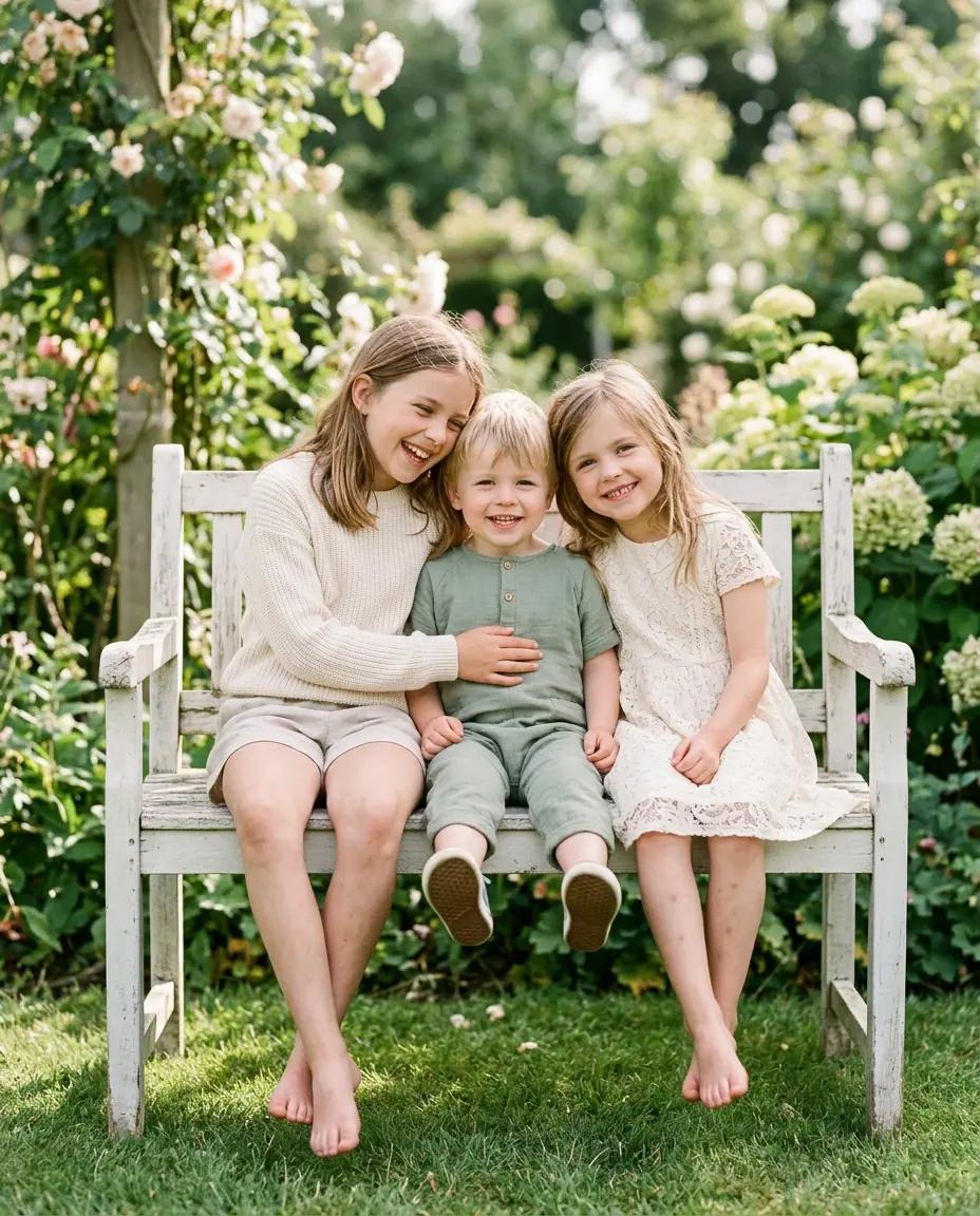 The Bench Line-Up — Sibling Photo Poses