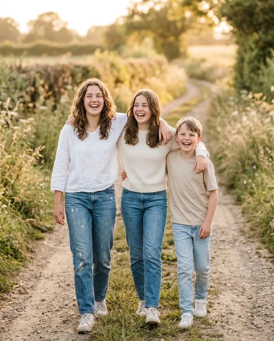 The Shoulder-to-Shoulder Walk — Sibling Photo Poses