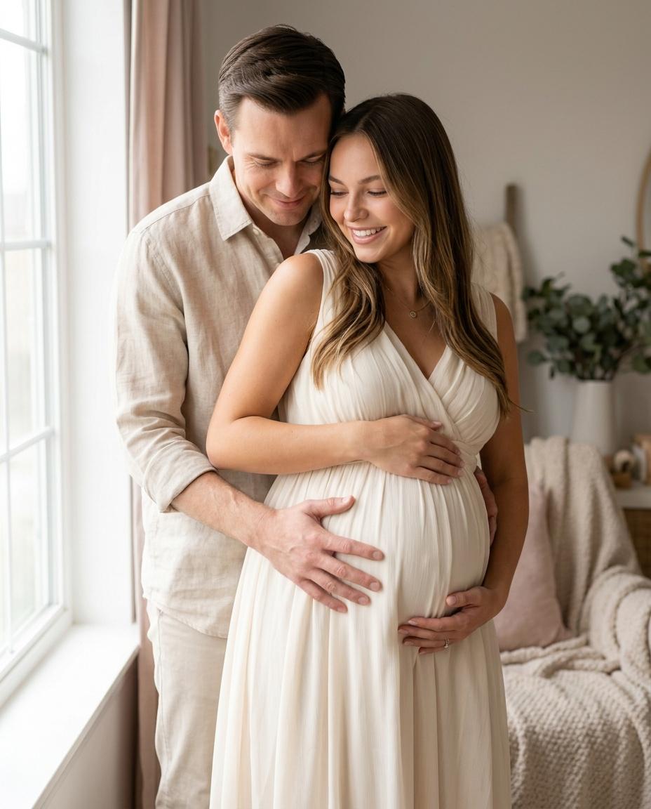 Couple Embrace Maternity